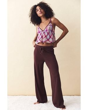 Intimately By Free People End Game Pointelle Slim Flare Lounge Trousers By - Natural