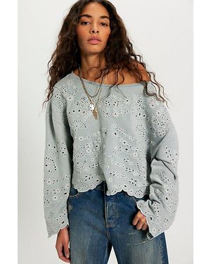Free People Iris Embroidered Sweatshirt - Grey