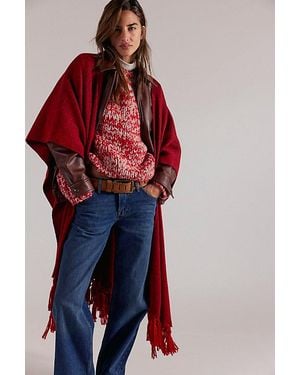 Free People Blanket Duster Wrap Top - Red