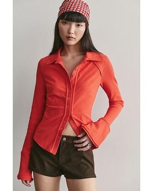 Free People Happy Valley Button Down Shirt - Red