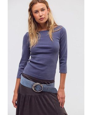 Free People Atlas Boat Neck Top - Blue