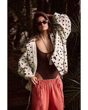 Free People Jojo Printed Hoodie Jacket - Gray