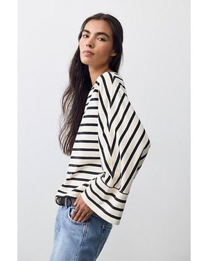 Free People Atlas Dolman Striped Long Sleeve Top - White