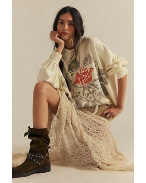 Free People Palm Spring Turtleneck Graphic Pullover - Natural