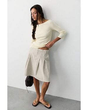 Free People Chino Pleated Midi Skirt - Multicolour