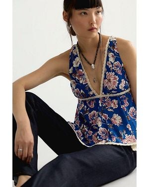 Free People Rome Printed Tank Top - Blue