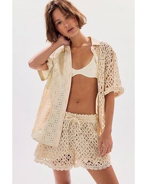 Bohemian Traders Crochet Spliced Shorts Set - Natural