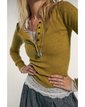 Free People Hudson Solid Cashmere Henley - Yellow