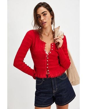 Free People Elliot Smocked Solid Top - Red