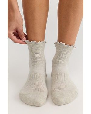 LE BON SHOPPE Ruffled Hugger Crew Socks - Natural