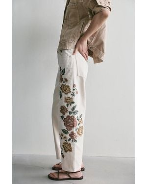 Free People Willow Cross Stitch Embroidered Jeans - Multicolor
