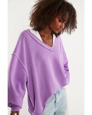 Free People Venice V-Neck Sweatshirt - Purple