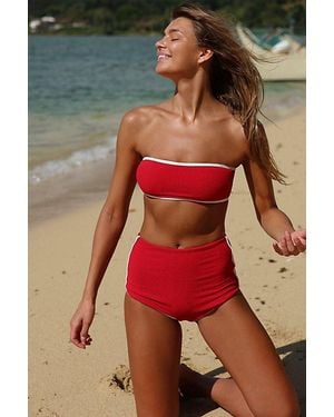 Rhythm Essential Rib Bandeau Bikini Top - Red