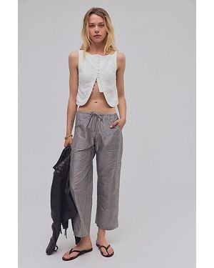 DONNI. The Taffeta Gingham Drawstring Cargo Pants - Brown
