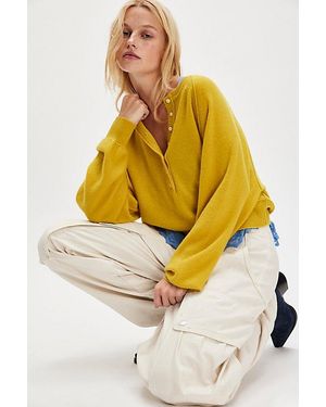 Free People Porta Cashmere Henley Sweater - Yellow
