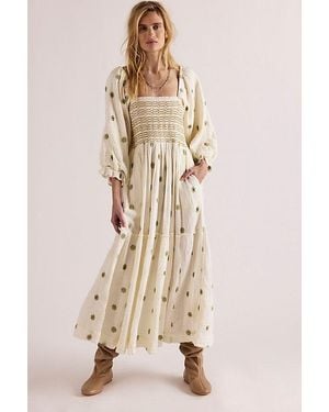 Free People Dahlia Embroidered Maxi Dress At In Pastry Combo, Size: Xs - Natural