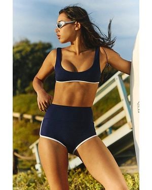 Salt Gypsy Betty High-Waisted Boyshort Surf Bottoms - Blue