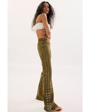 DEADWOOD Dali Suede Eyelet Pants - Natural
