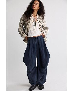 Free People Bring Forth Pleated Trousers - Blue