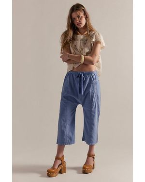 Free People Need You Now Solid Cotton-Poplin Harem Trousers - Blue