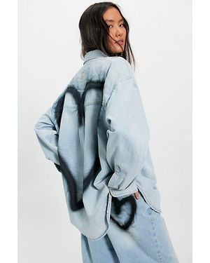 One Teaspoon Daydream Heart Denim Button Down - Blue