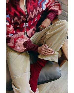 Free People Cable Knit Socks - Red