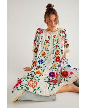 Free People Bella Flor Embroidered Kaftan - White