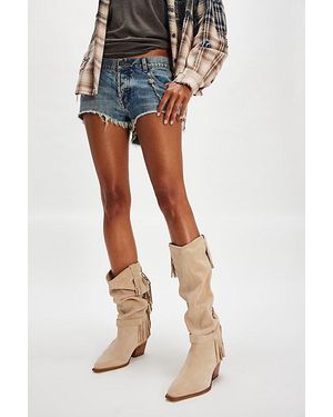 Free People Faith Fringe Western Boots - Blue
