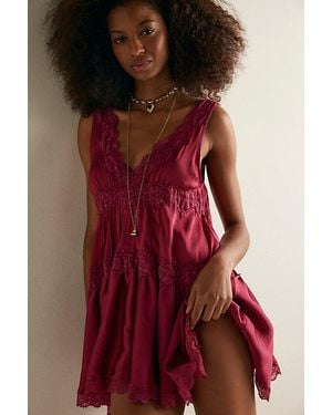 Intimately By Free People In This Groove Mini Slip Dress By - Red