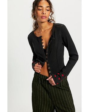 Free People Daria Cuff Cardi - Black