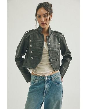 Free People Ryland Vegan Leather Band Jacket By - Green