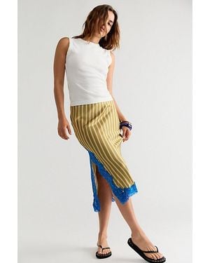 Free People Bias Behavior Stripe Midi Skirt - Multicolour