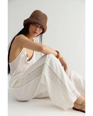 free-est Seaside Cotton-Linen Lace Trousers By - Natural