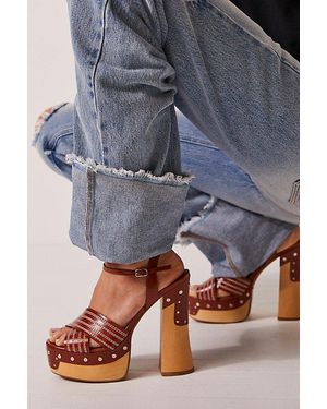 Jeffrey Campbell Farrah Wooden Platform Heels - Blue