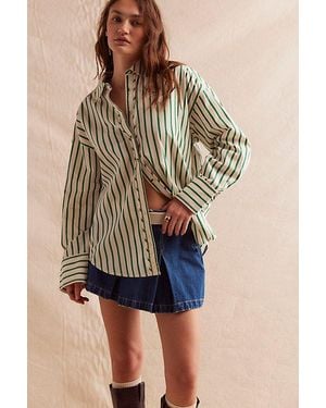 Free People Striped Varsity Vibes Shirt - Multicolour