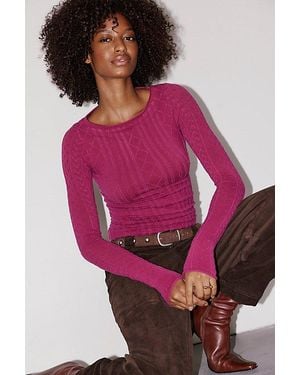 Intimately By Free People So Soft Seamless Modal Cable Long Sleeve By - Pink