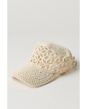 Free People Silvie Crochet Baseball Hat - Natural