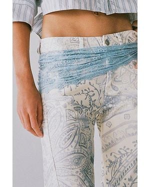 Free People Fable Printed Low-Rise Twisted Bowed Jeans - Gray