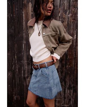 Free People Tenon Distressed Mini Skirt - Blue