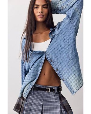 Free People Sabine Dobby Button Down - Blue