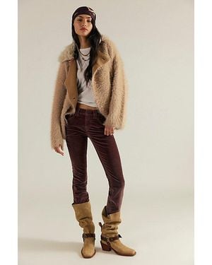 Free People Oracle Velvet Low-Rise Slim Straight Jeans - Natural