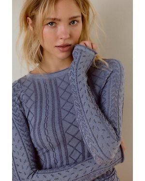 Intimately By Free People So Soft Seamless Modal Cable Long Sleeve By - Blue