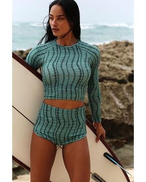 Rhythm High-Waisted Boyshort Surf Bottoms - Blue