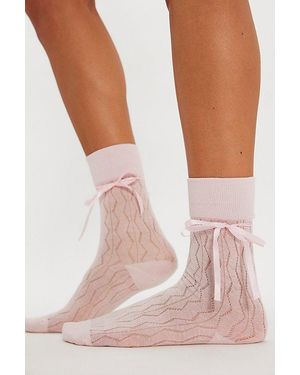 High Heel Jungle Bella Satin Bow Socks By - Pink
