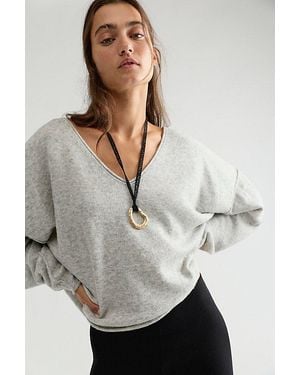 Free People See Me V-Neck Pullover - Gray