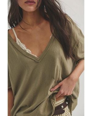 Free People Nina V-Neck Tee - Green