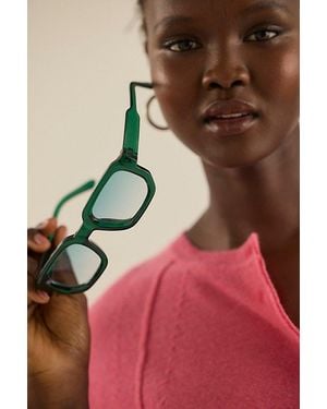 Free People Two Of Us Retro Rectangle Sunglasses - Green
