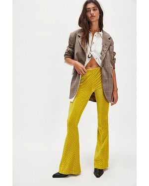 Free People Penny Pull-On Velvet Flared Pants - Yellow