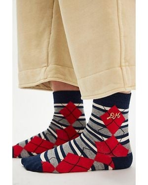 Damson Madder Crew Socks - White
