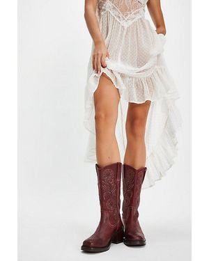 Frye For Fp Kate Deco Stitch Boots - White